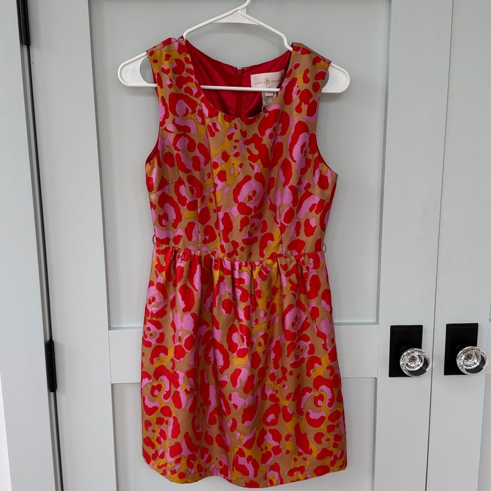 JB by Julie Brown Red and Pink Cheetah Patterned Silk Dress NWT